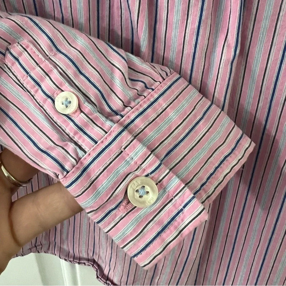 Baby Gap toddler boys 2 years 2T pink blue stripe dress shirt - Picture 7 of 8